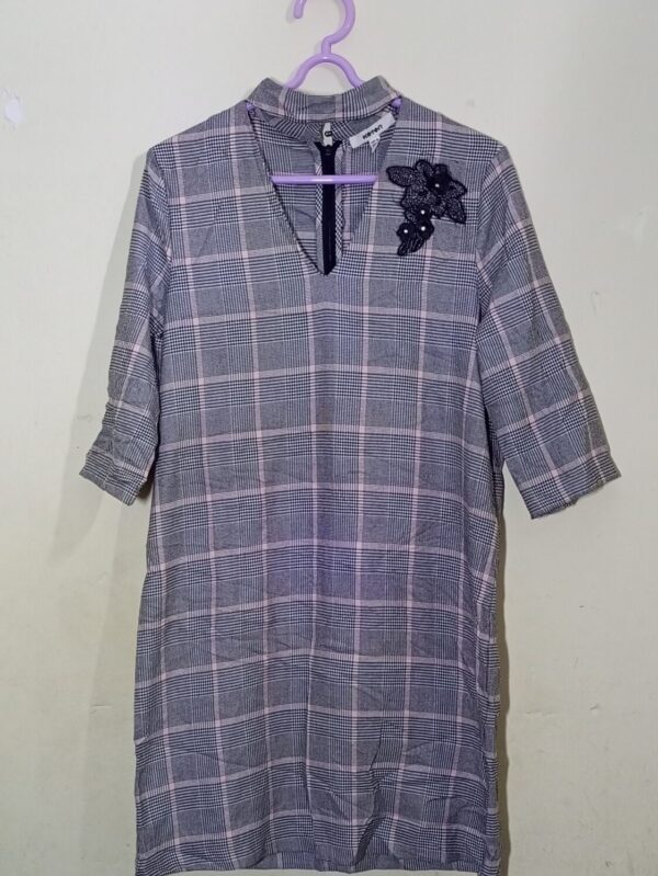 Checked Gray Ladies Dress